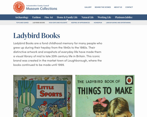 Web design and development for Leicestershire’s Museum Collections