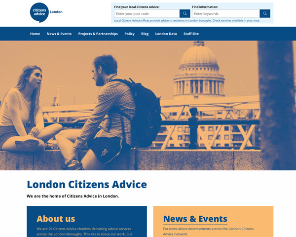 Web design and development for London Citizens Advice